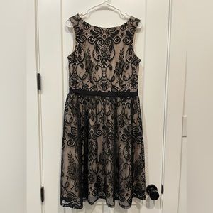 Lace fit and flare evening dress
